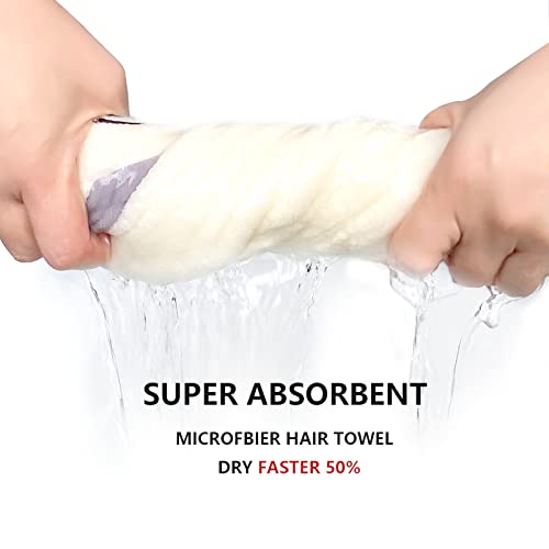 Kids Hair Towel Wrap with Cat Ear - Microfiber Quick Dry Turban for Girls & Women, Blue/Pink/White