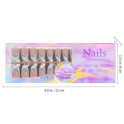 GUFUGU Style-5 150 Pcs Colorful French Tip Press On Nails Medium Coffin Full Cover Fake Nails Reusable for Women