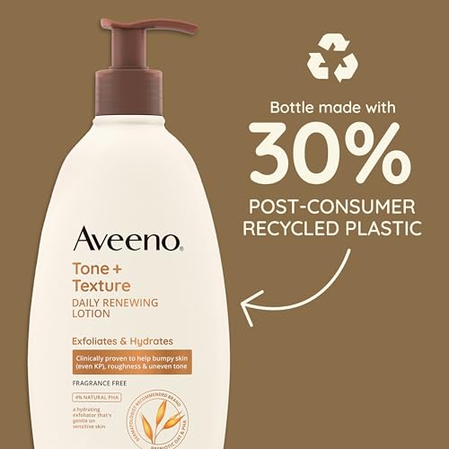 Aveeno Tone + Texture Renewing Body Lotion, 18 fl. oz - Fragrance-Free Moisturizer for Bumpy Skin