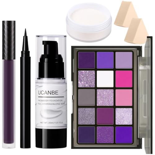 UCANBE Purple Halloween Makeup Kit – 15-Color Eyeshadow Palette & Face Makeup