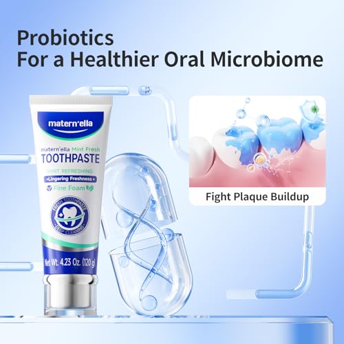 Matern'ella Fluoride-Free Sensitive Gums Toothpaste Pack of 3 4.23 oz - Natural Whitening & Probiotics
