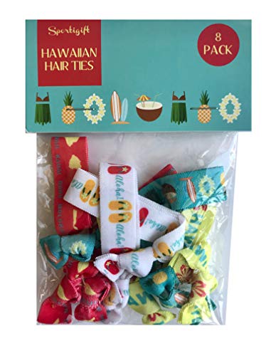 Hawaiian Hair Ties 8 Pack - Aloha & Island-Themed Elastic Hair Bands for Women & Girls