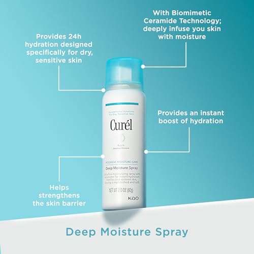 Curel Deep Moisture Spray - Hydrating Face & Body Moisturizer, 2 fl oz