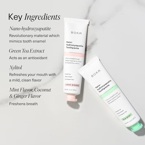 Boka Nano Hydroxyapatite Fluoride-Free Toothpaste Trial Pack (2.6 oz) – D. Ela Mint, Coco Ginger