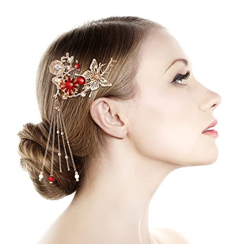 Lurrose Butterfly Tassel Hairpin - Traditional Japanese Kimono Accessory