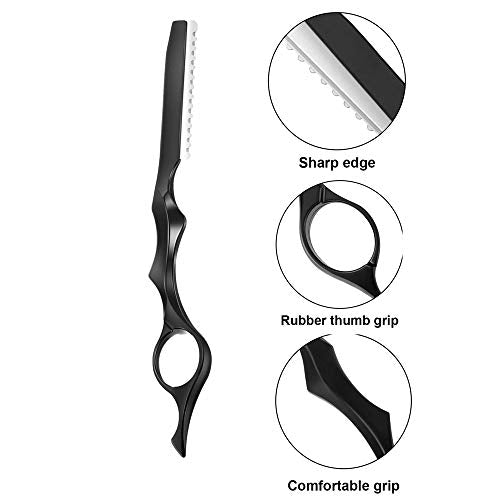 Black Hair Thinning Razor Set with Replacement Blades for Salon & Home Use