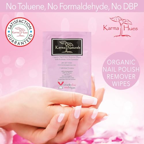 Karma Organic Soy Nail Polish Remover Wipes - 10 Non-Toxic Pads