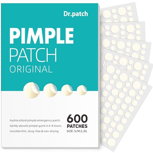 Dr.Patch Hydrocolloid Pimple Patches - 600 Count, 4 Sizes
