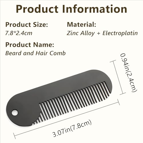 Portable Metal Beard Comb - Lightweight Zinc Alloy Pocket Grooming Tool