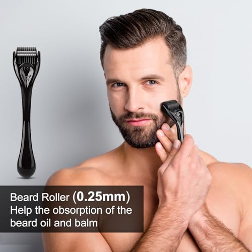 MALE GOD Beard Kit, Beard Growth Kit w/Natural Ingredients Beard Oil & Balm & Comb, Beard Growth Oil w/4X Thickening Biotin, Fathers Day | Chrismtas | Birthday Gifts for Men Him Husband Boyfriend Dad