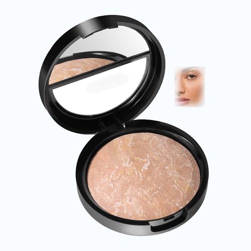 AKARY Baked Powder Foundation - Oil Control, Buildable Coverage, 03 Light Beige