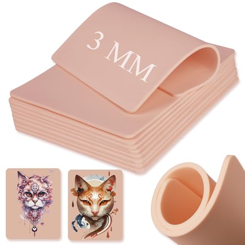Romlon 10pcs 3MM Tattoo Practice Skin - Double-Sided Fake Skin 7.4x5.6"