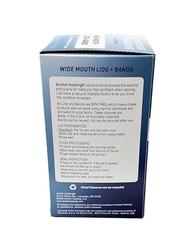 Tecnocap Wide Mouth Canning Lids & Bands - 12 Sets Red Gold