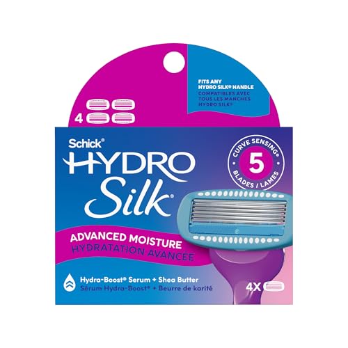 Schick Hydro Silk Moisture Razor Blade Refills, 4 Count - 5-Blade for Women