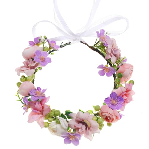 Funsveta Adjustable Flower Crown for Girls - Silk Floral Headpiece