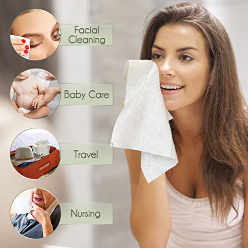 WOWOTEX Biodegradable Disposable Face Towels - Extra Thick Soft Dry Wipes