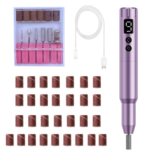 Rechargeable Electric Nail Drill Kit - Cordless Nail File Set for Gel Manicure & Pedicure