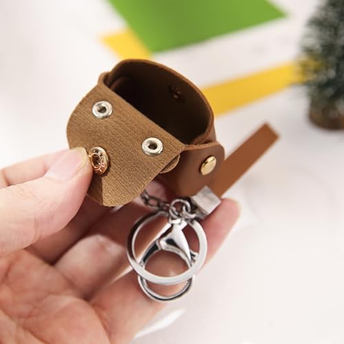 Alunsito Mini Coin Purse Keychain - 6 Pcs PU Leather Bag Charm A