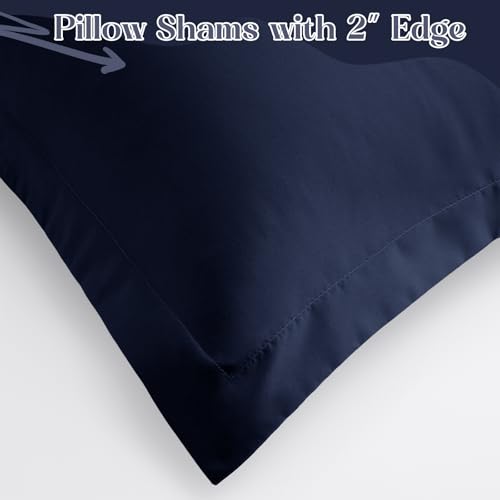 Navy Blue Euro Sham Covers Set of 2 | 26x26 Inch Microfiber