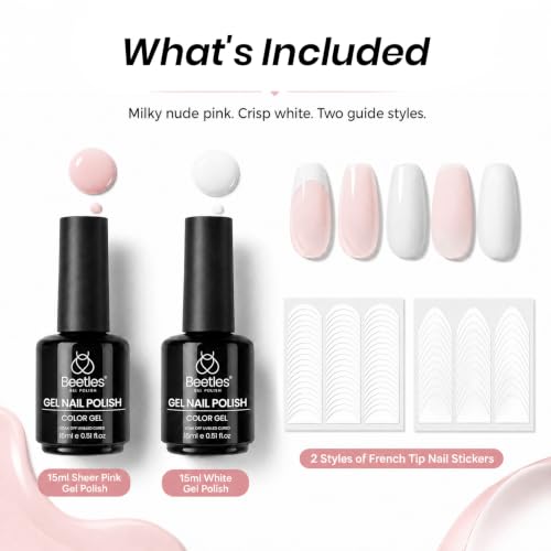 Beetles French Tip Gel Polish Set - Nude Pink & White Manicure Kit