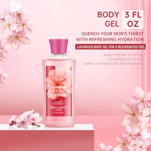 Travel-Sized Japanese Cherry Blossom Spa Gift Set - 3PC Self Care Set for Women