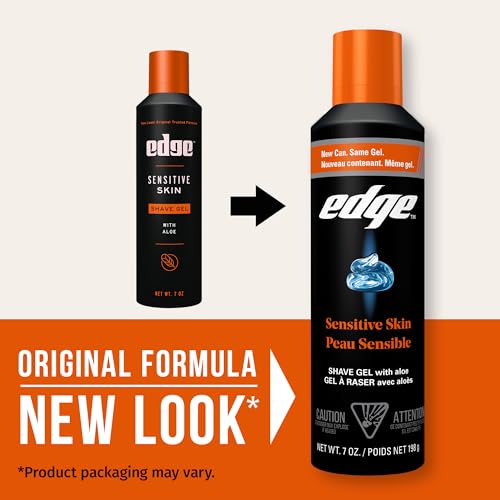 Edge Shaving Gel for Men, Sensitive Skin with Aloe, 6 Pack, Moisturizes, Protects, Soothes, Reduces Skin Irritation