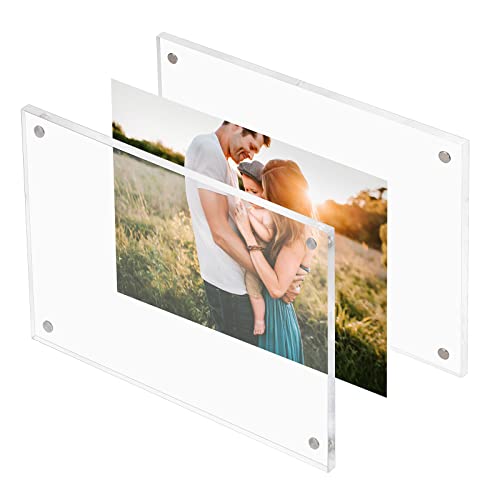 CECOLIC 6x8 Clear Acrylic Magnetic Photo Frame - Double-Sided Display