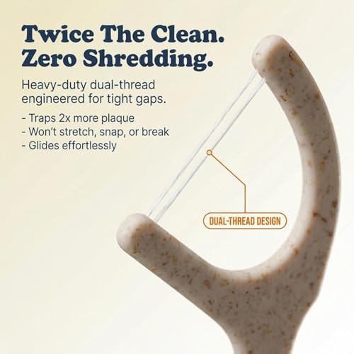 Trueocity Biodegradable Dental Floss Picks – 100ct Eco-Friendly, Strong, Unflavored