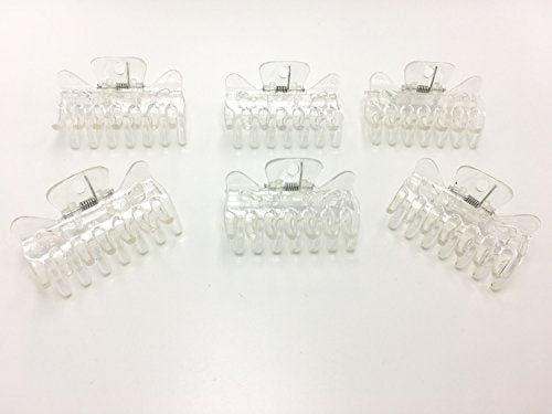 6pcs Clear Plastic Mini Hairpins with 14 Claws - Hair Clamps for Women & Girls