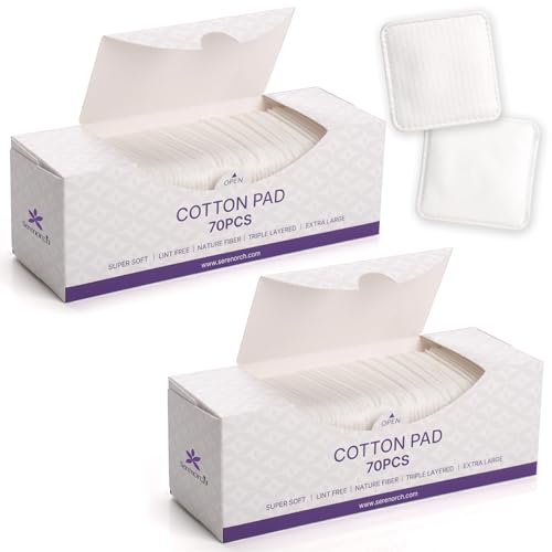 Extra Large Cotton Pads 3x3 Inch, 140 Count - Soft & Lint-Free for Sensitive Skin