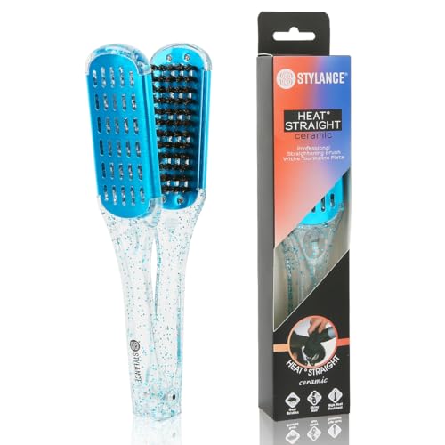 STYLANCE Double Sided Boar Bristle Clamp Hair Straightening Brush Set