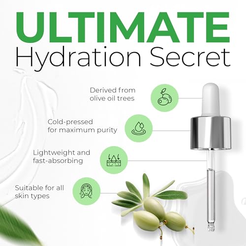 Caressilk 100% Organic Squalane Face Oil - Hydrating Vegan Moisturizer for All Skin Types