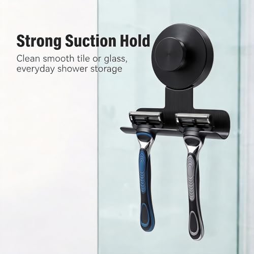 Kysren 2-Pack Suction Cup Razor Holder, Stainless Steel No-Drill Wall Mount