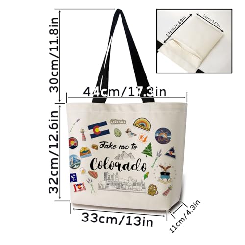 Colorado Tote Bag - Reusable Shopping Handbag with Pocket