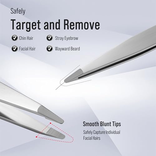 DuroX Precision Round Tip Tweezers for Facial Hair Removal