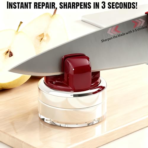 Portable Kitchen Knife Sharpener with Suction Base - Tungsten & Ceramic