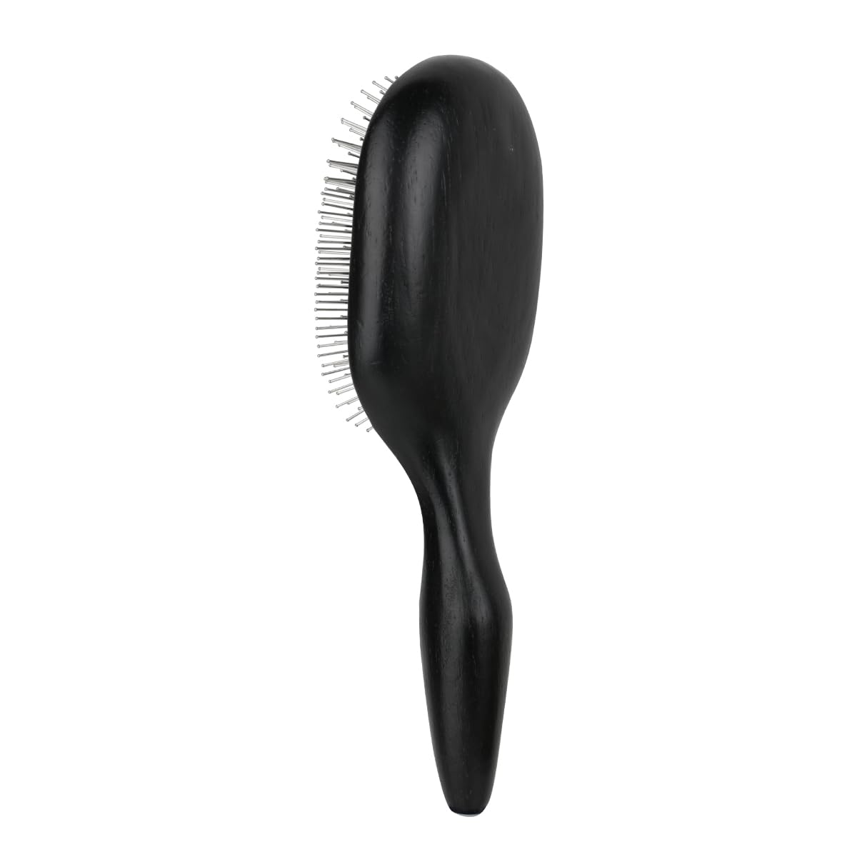 JingSoft Oak Wooden Hair Brush Anti-Static, Smoothing & Scalp Massaging Detangler Brush with Stainless Steel Bristles for All Hair Types - Black