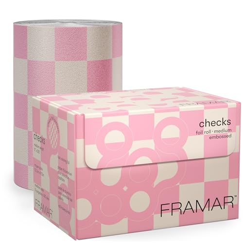 FRAMAR Embossed Hair Highlighting Foil - Beige & Pink Checkered, 320 ft