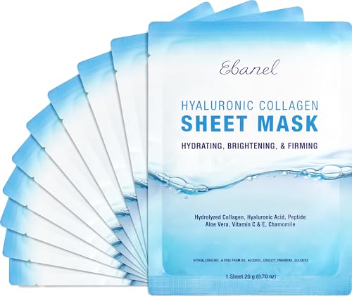 Ebanel 10-Pack Collagen Face Mask Sheet - Hydrating & Anti-Aging