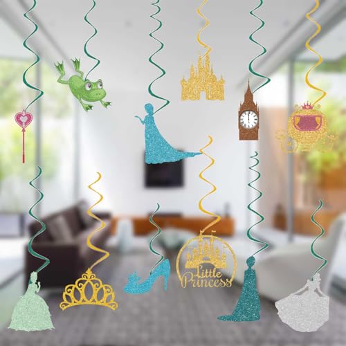 Princess Birthday Party Decorations - 24pcs Hanging Swirls & Cards