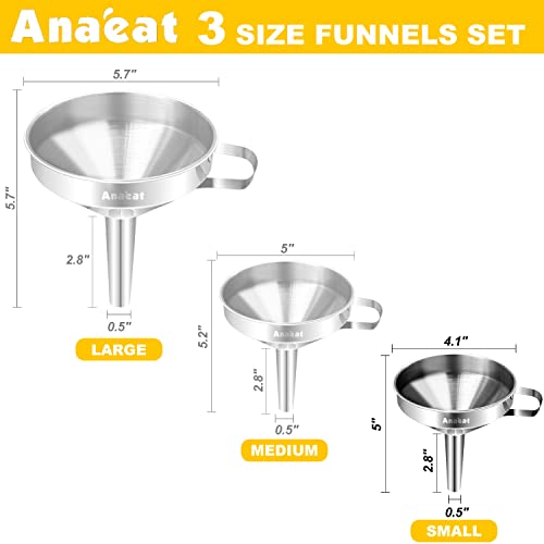 Anaeat Stainless Steel Kitchen Funnel with Strainer Filter - 4.1 inch