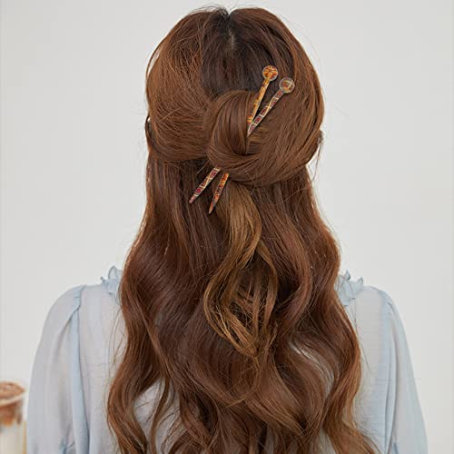 24 Pcs Boho Vintage Wooden Hair Sticks for Women - Japanese & Chinese Hairpins, Retro Hair Forks & Bun Holders