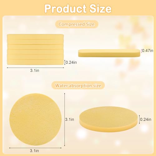 Yellow Compressed Facial Sponge for Cleansing & Exfoliating - Luxiv 120P