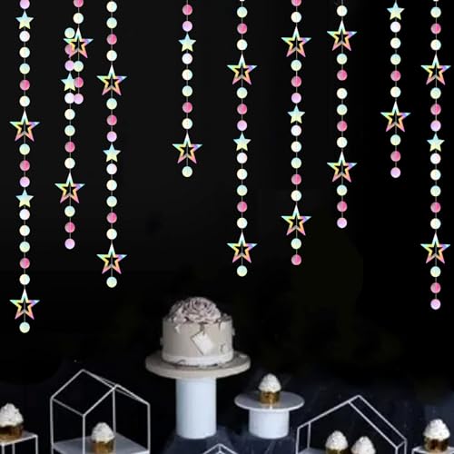 Iridescent Star Garland - 52ft Holographic Party Decorations
