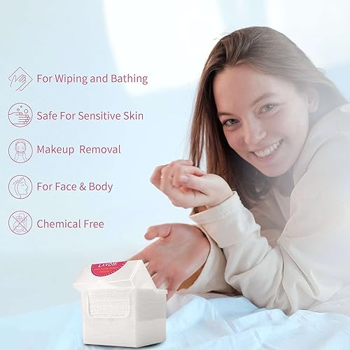 LAVDIK Extra Thick Disposable Face Towels - 40 Count, 100% Rayon