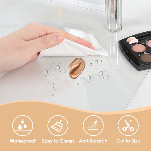 TOHONFOO 43.3x15.7in Clear PVC Makeup Desk Mat – Cut-to-Fit Vanity Protector