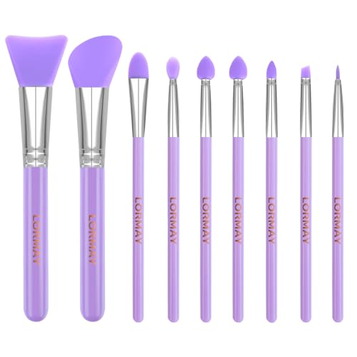 LORMAY 9-Piece Silicone Brush Set for UV Resin Crafting & Makeup