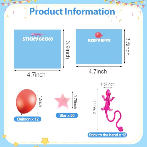 74 Pcs Blue Dog Party Favors Set - Sticky Geckos, Balloons & Stars