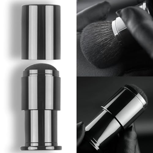 Retractable Kabuki Makeup Brush with Soft Goat Hair for Powder and Blush
