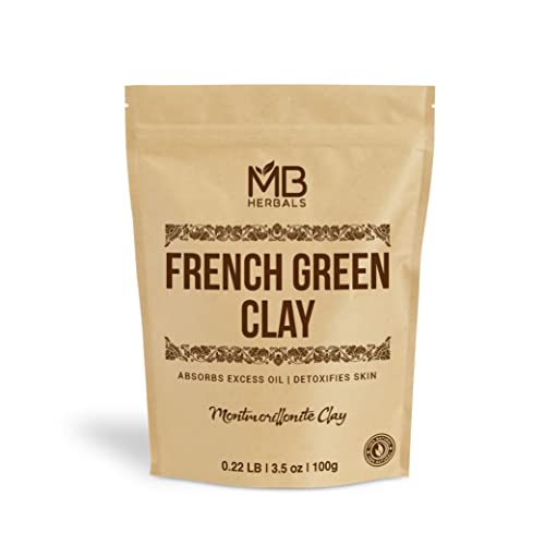 MB Herbals French Green Clay 100g - 100% Pure Detoxifying Clay for Oily Skin